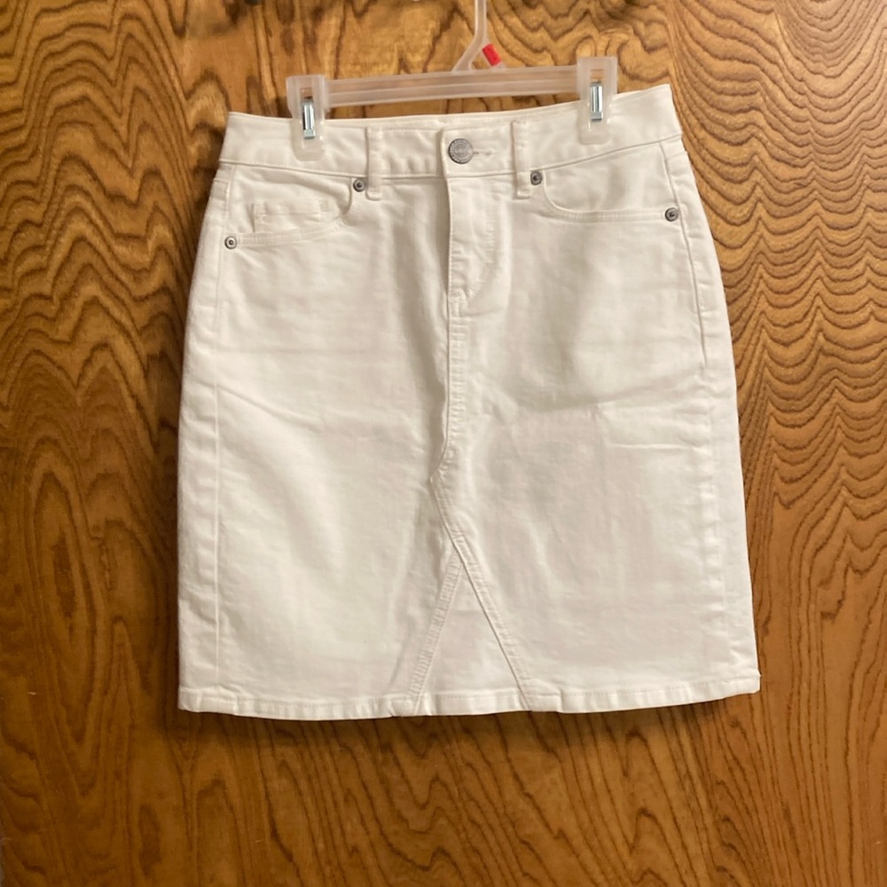 LOFT White jean skirt